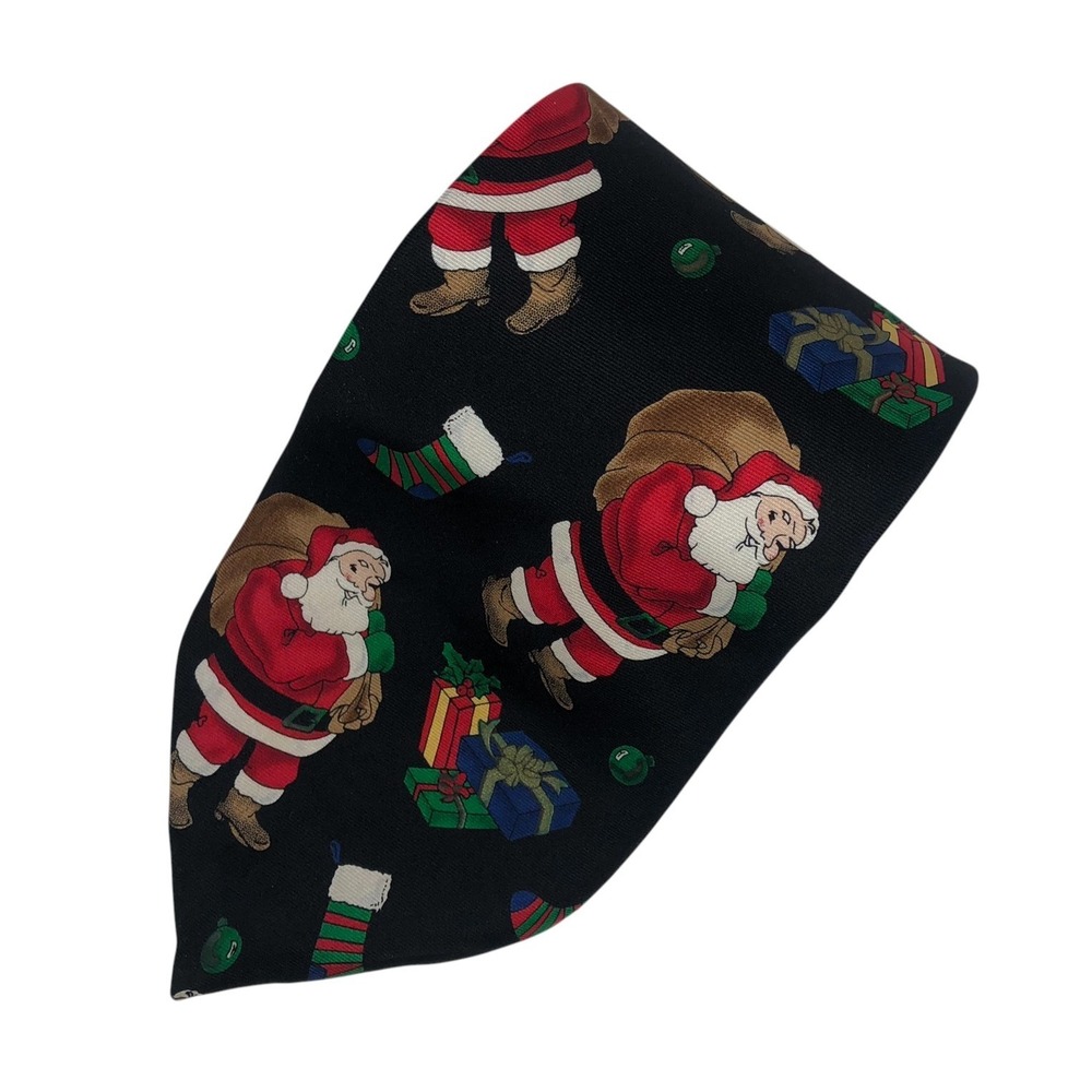 Holidays JC Penney Silk Tie Santa Claus Presents‎ Stocking Ornament  VTG USA